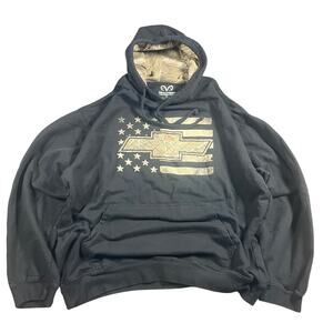 Men’s Black hoodie Chevron Real Tree. Size XL